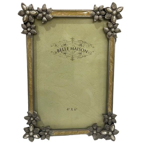 Belle Maison Art Nouveau Enamel Frame w/ Flowers & Pearl Inlays 4x6” Beautiful! - Picture 2 of 15